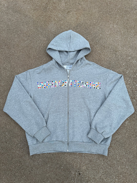 WeDontCare Gray Rhinestone Zipup