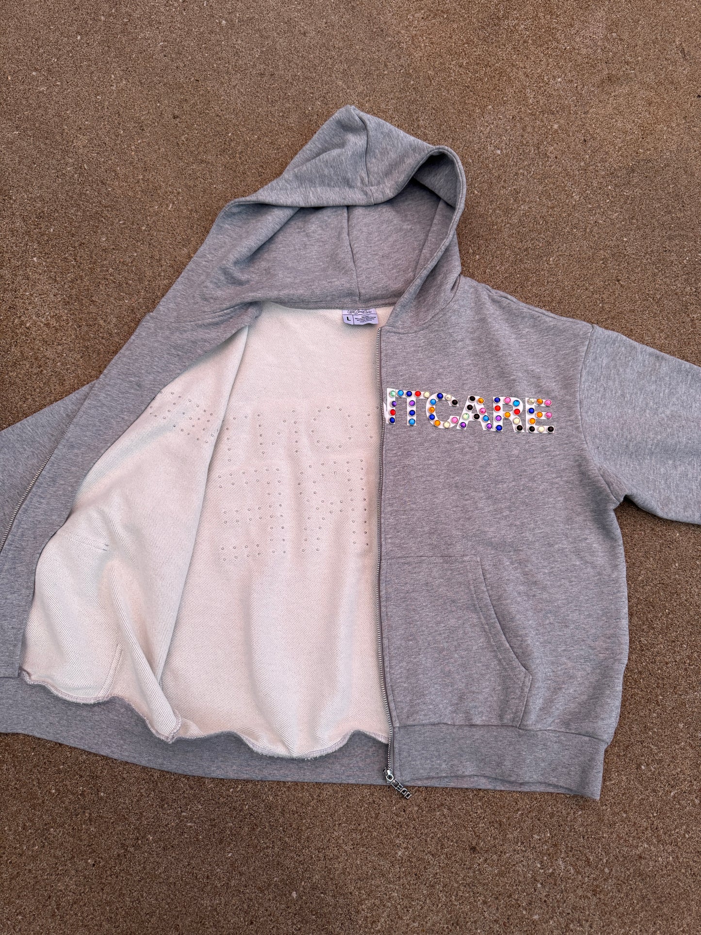 WeDontCare Gray Rhinestone Zipup