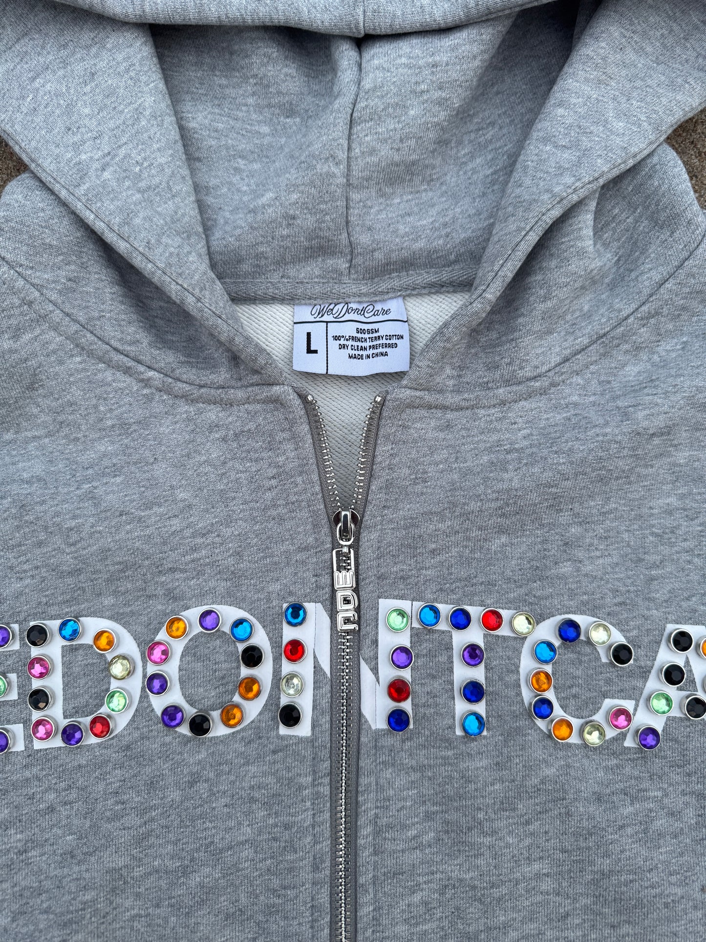 WeDontCare Gray Rhinestone Zipup