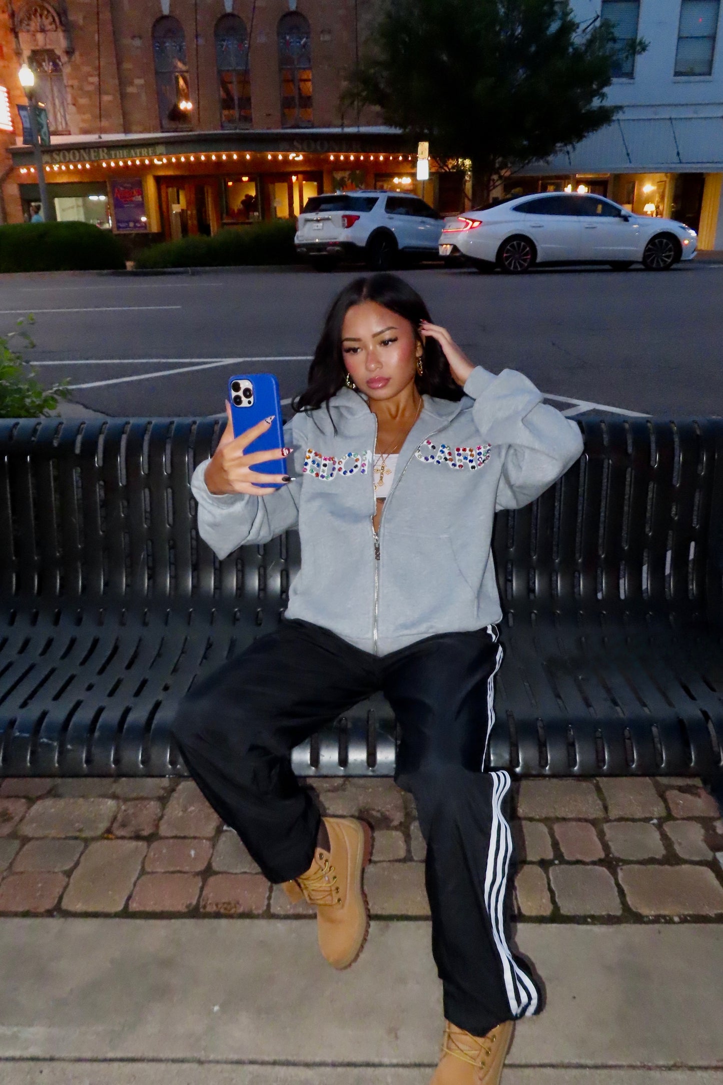 WeDontCare Gray Rhinestone Zipup